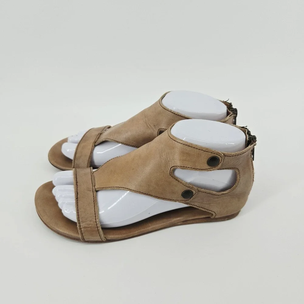 Bed Stu Soto Style Tan Leather Sandals Boho Rustic Ankle Cuff Distressed Sz.7.5
